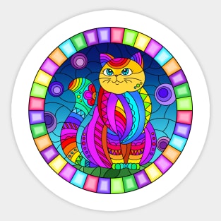 Queen Cat Stained Glass Pattern Design Sticker